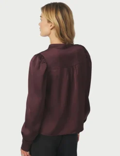 neo noir Rosslyn Heavy Sateen Bluse - bordeaux Outlet