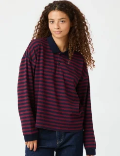 neo noir Sara Wide Stripe Polo Bluse - Stribet striped Discount