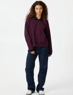 neo noir Sara Wide Stripe Polo Bluse - Stribet striped Discount