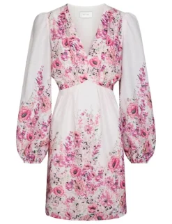 neo noir Semila Flower Print Kjole - Rosa rose Online