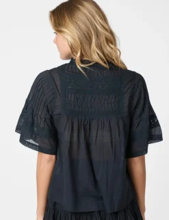 neo noir Siama S Voile Bluse - Blå blue Hot