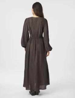 neo noir Silfi Crepe Kjole - Mørkebrun Dark Brown Discount