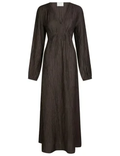 neo noir Silfi Crepe Kjole - Mørkebrun Dark Brown Discount