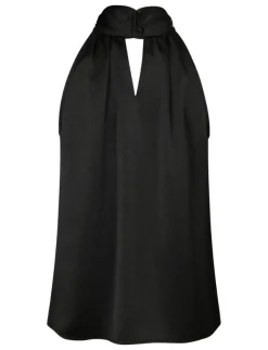 neo noir Svala Heavy Sateen Top - Sort black Outlet