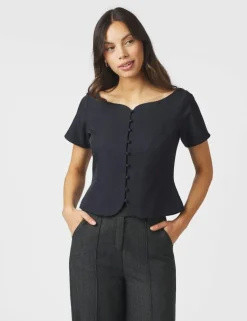 neo noir Tango Structure Top - Mørkeblå Dark Blue Sale