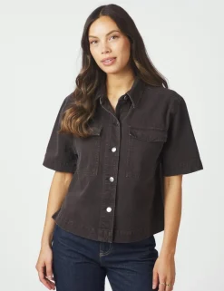 neo noir Tiki Solid Skjorte - Mørkebrun Dark Brown Clearance