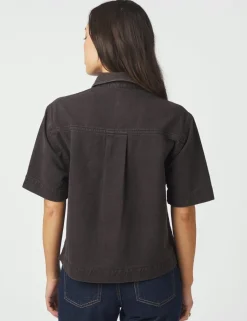 neo noir Tiki Solid Skjorte - Mørkebrun Dark Brown Clearance