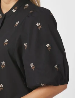 neo noir Veronica Flower Emb Kjole - Sort black Best