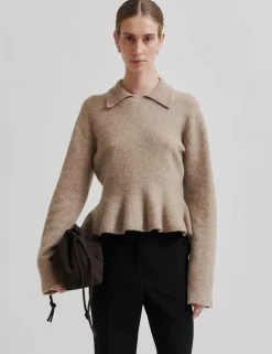 second female Selana Strik Pullover - Camel camelcolour Discount